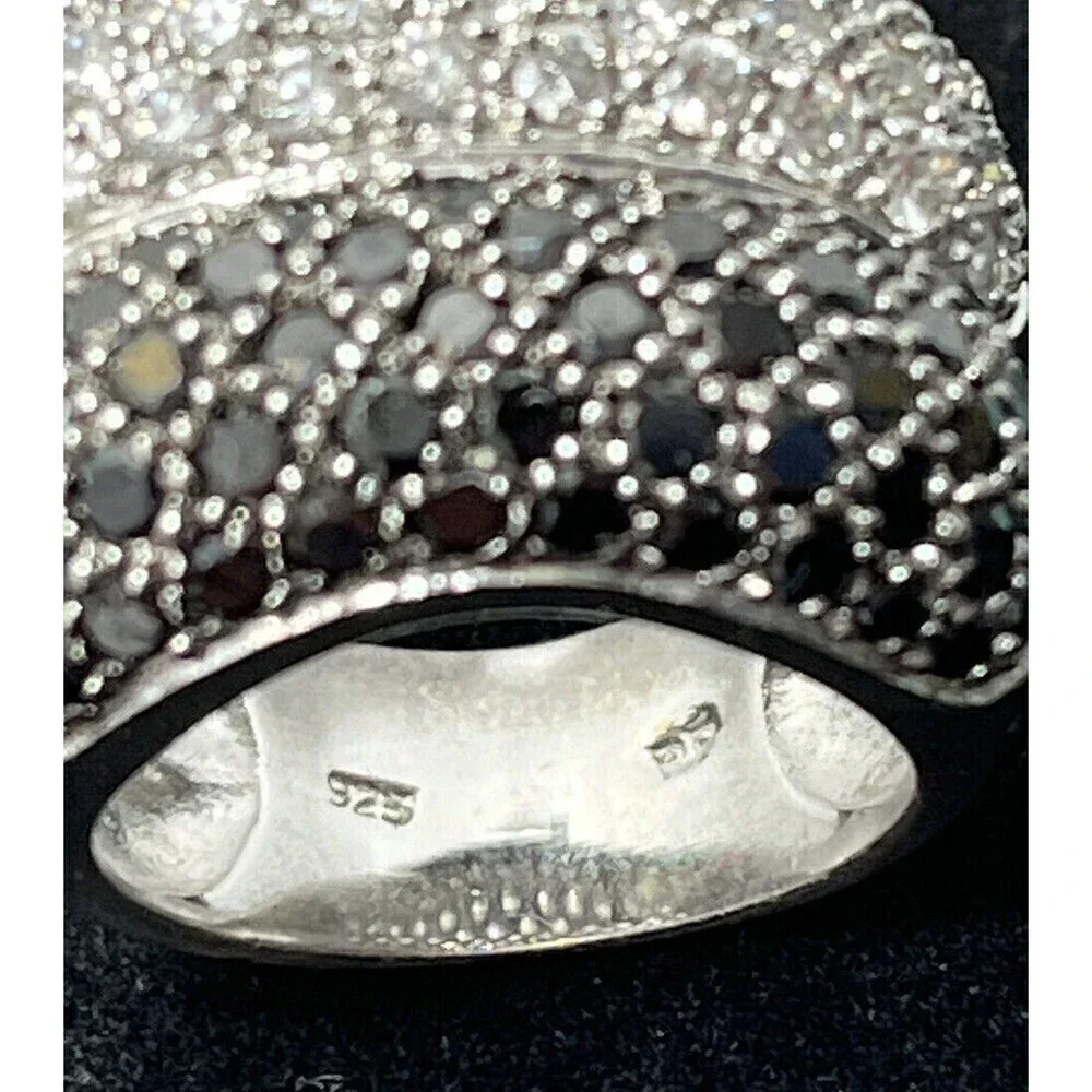 925 STERLING SILVER PAVÉ SET CZ DOUBLE BAND RING, SIZE 6.25 - Regency Mob Wife